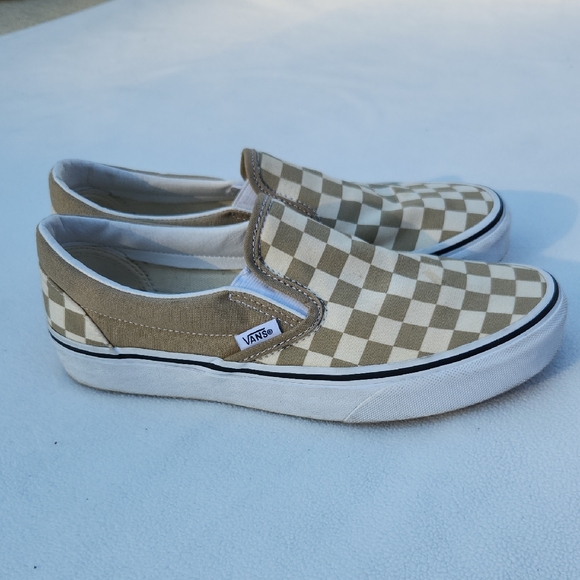 Vans Shoes - Vans Classic Slip-On Checkerboard – Desert Taupe/Tan Size 8.5